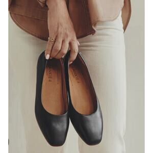 FRANKiE4 Poppy Black Leather Slip-On Flats Square Toe Women's Size 7.5